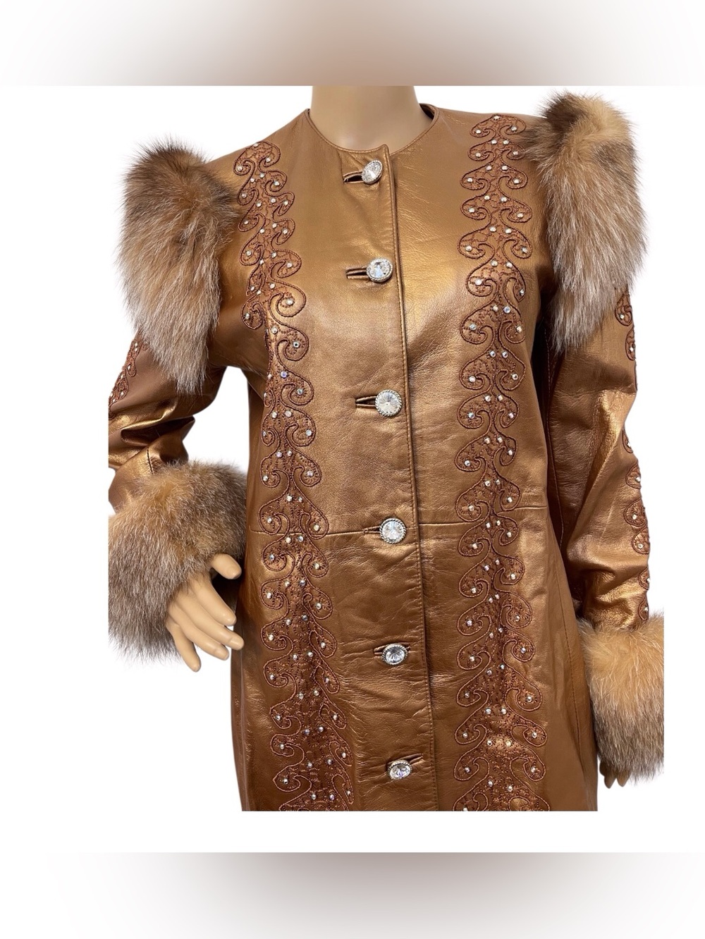 Vintage Dero by Rocco D'Amelio Women's Metalic Copper Fur Jacket,M - Picture 3 of 14